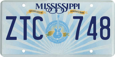 MS license plate ZTC748