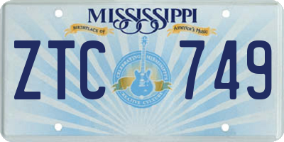 MS license plate ZTC749