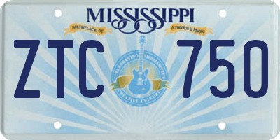 MS license plate ZTC750