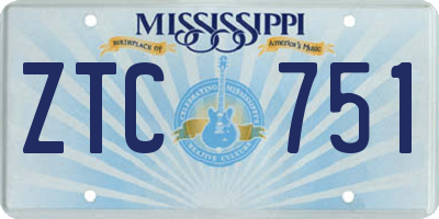 MS license plate ZTC751