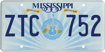 MS license plate ZTC752