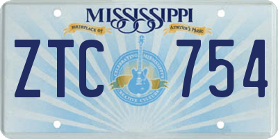 MS license plate ZTC754