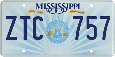MS license plate ZTC757