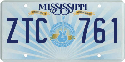 MS license plate ZTC761
