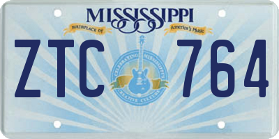 MS license plate ZTC764
