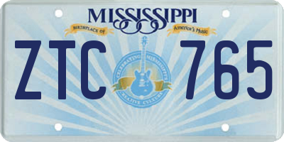 MS license plate ZTC765