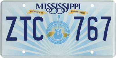 MS license plate ZTC767