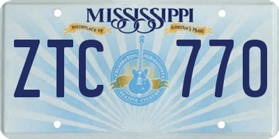 MS license plate ZTC770
