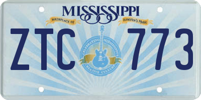 MS license plate ZTC773