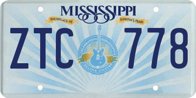 MS license plate ZTC778