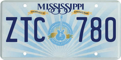 MS license plate ZTC780