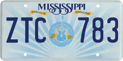 MS license plate ZTC783