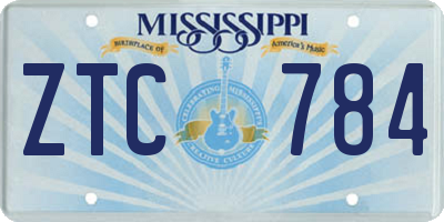 MS license plate ZTC784