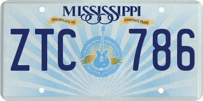 MS license plate ZTC786