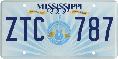 MS license plate ZTC787