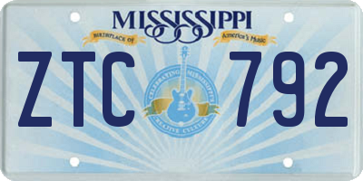 MS license plate ZTC792