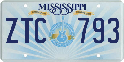 MS license plate ZTC793
