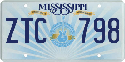 MS license plate ZTC798