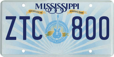 MS license plate ZTC800