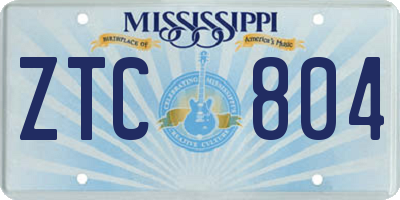 MS license plate ZTC804