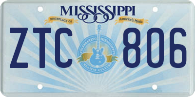 MS license plate ZTC806