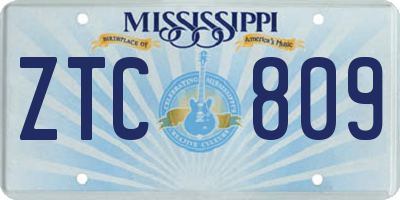 MS license plate ZTC809