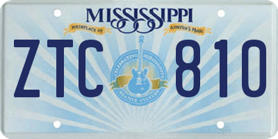 MS license plate ZTC810