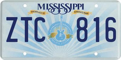 MS license plate ZTC816