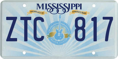 MS license plate ZTC817