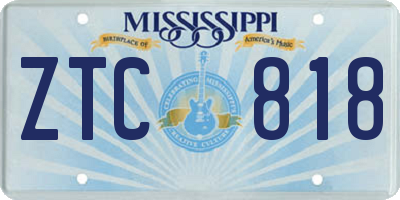 MS license plate ZTC818