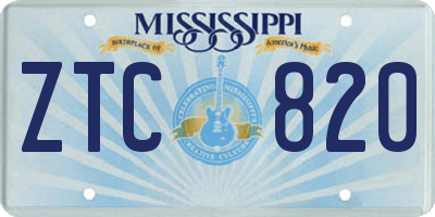 MS license plate ZTC820