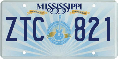 MS license plate ZTC821