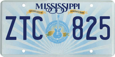 MS license plate ZTC825