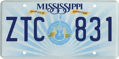 MS license plate ZTC831