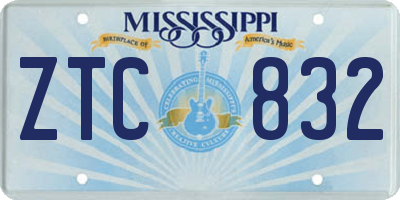 MS license plate ZTC832