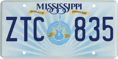 MS license plate ZTC835