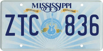 MS license plate ZTC836