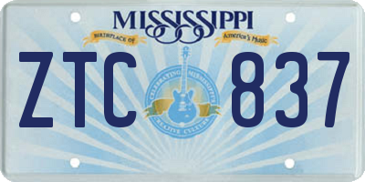 MS license plate ZTC837