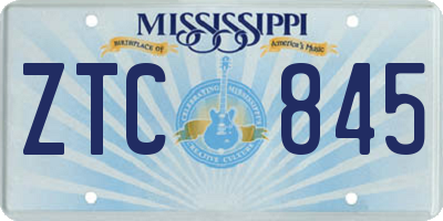 MS license plate ZTC845