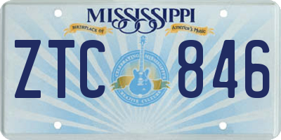 MS license plate ZTC846