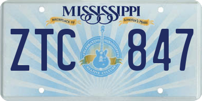 MS license plate ZTC847