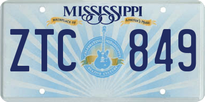 MS license plate ZTC849