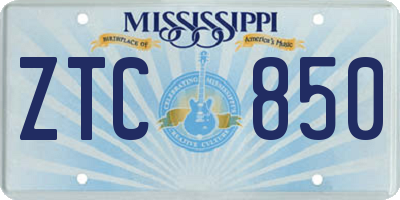 MS license plate ZTC850