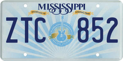 MS license plate ZTC852