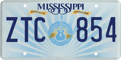 MS license plate ZTC854