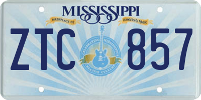 MS license plate ZTC857