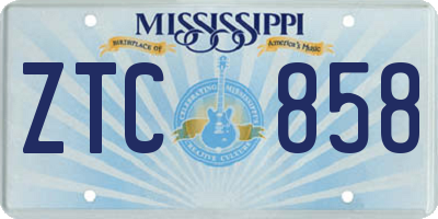 MS license plate ZTC858
