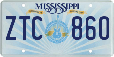 MS license plate ZTC860