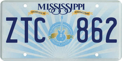 MS license plate ZTC862