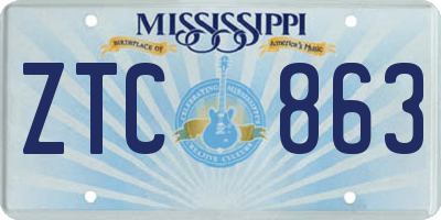 MS license plate ZTC863